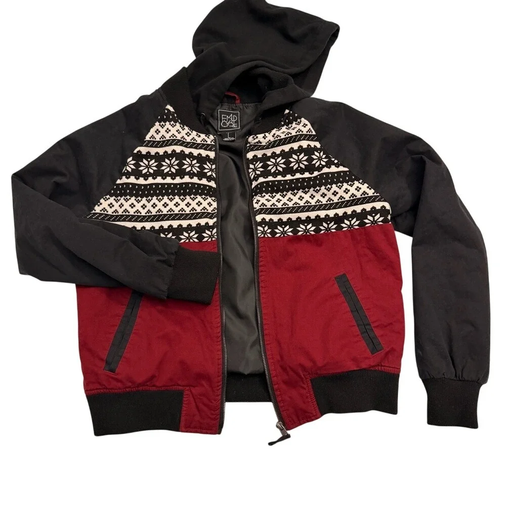 Empyre Black and Red‎ Patterned Jacket Size L